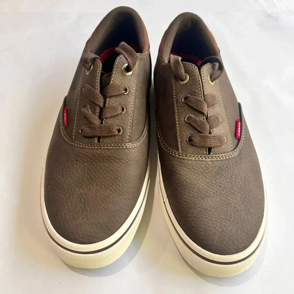 Levis Strauss slip on lace up shoes flat van style brown men 9 comfort tennishoe - Picture 4 of 8